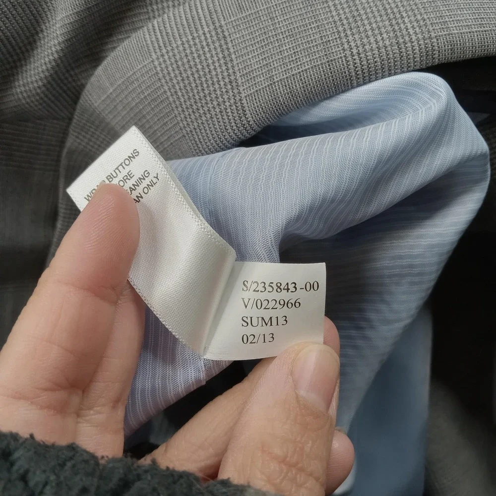 Banana Republic Blazer Mens 44R Gray‎ Plaid Wool Tailored 2 Button Suit Jacket
